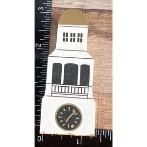 Cat's Meow Wooden Tower Clock Magnet With Gold Dome